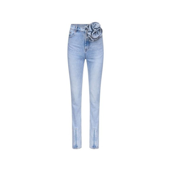 Area Flower Corsage Ankle Zip Jean Super Light Wash - NWT - Picture 1 of 5